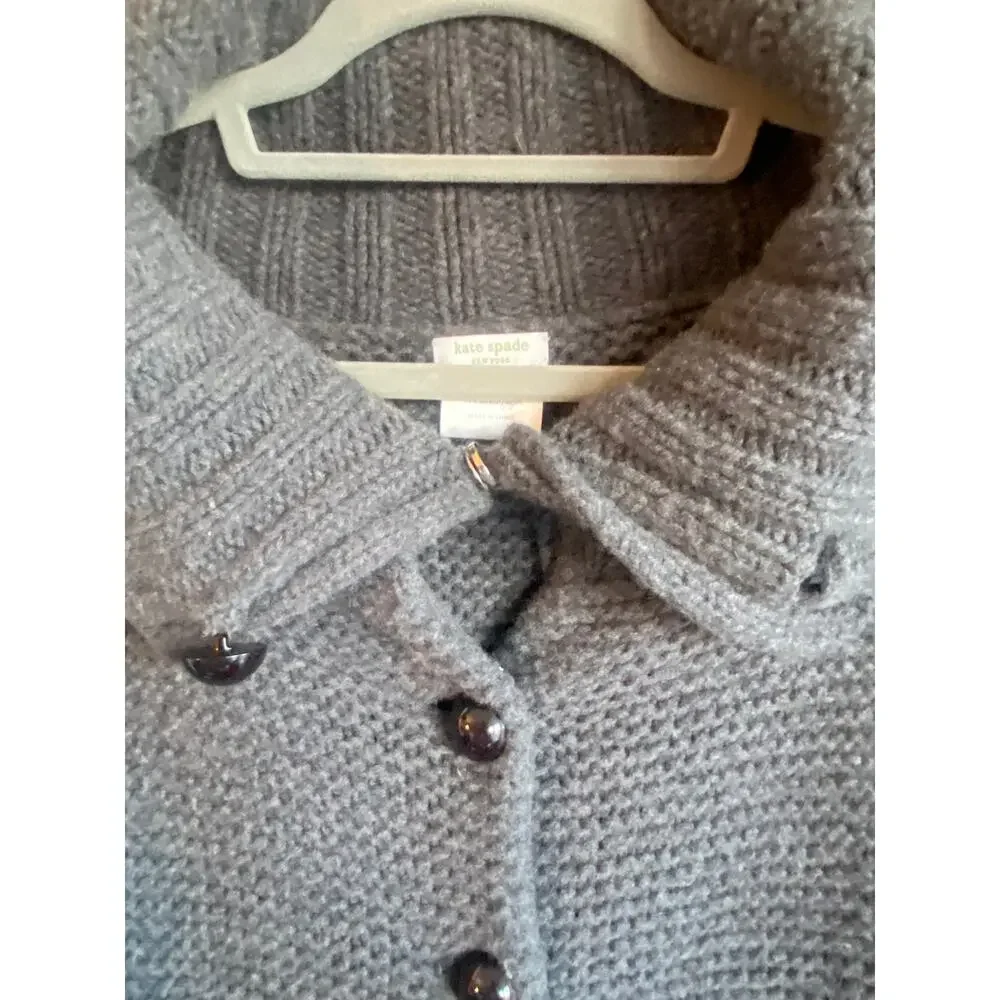 Kate Spade 100% Merino Wool Knit Button-Up Dark Gray Cardigan-Size S